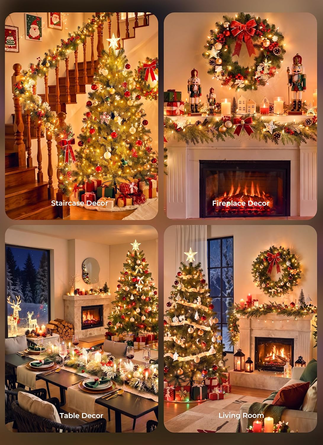 Brightown Luces de árbol de Navidad, 108 pies, 300 luces LED transp...