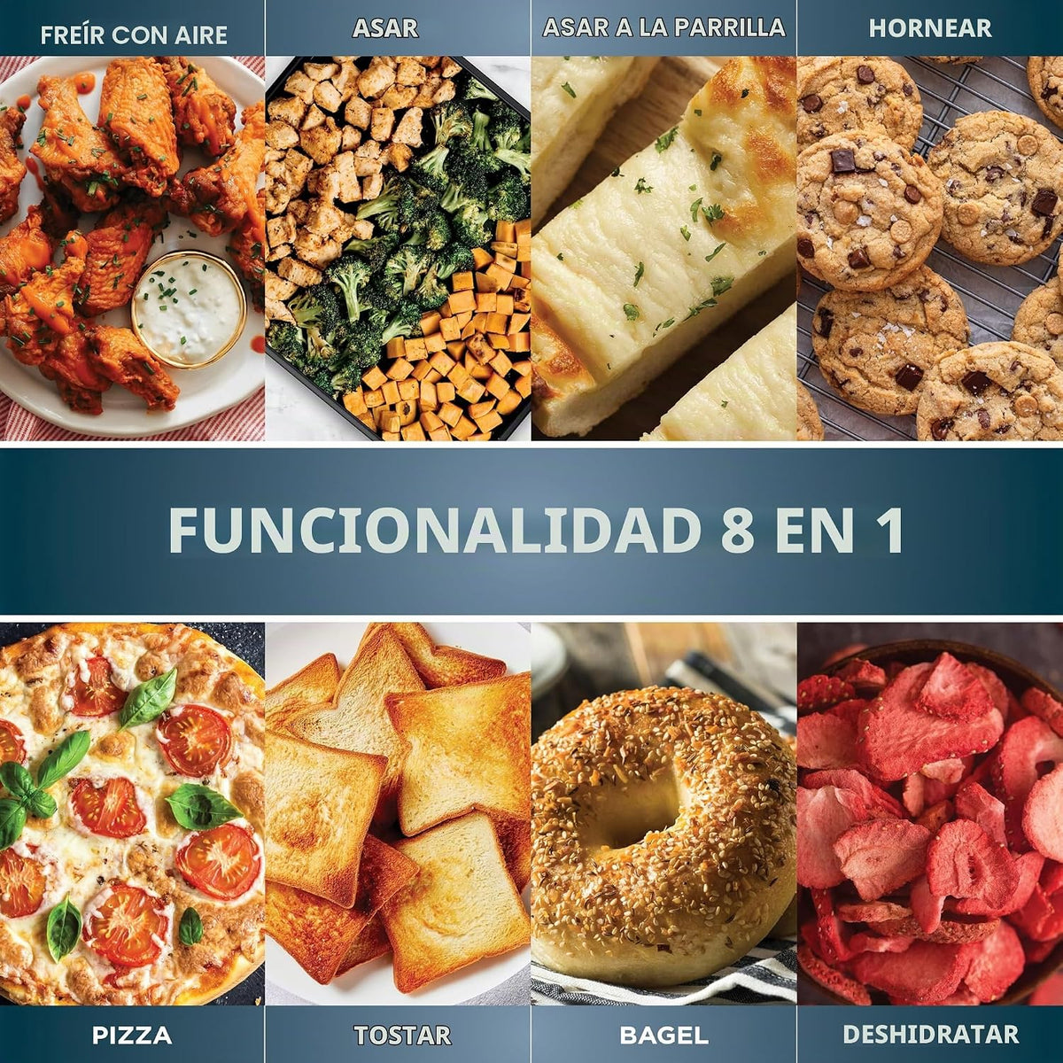 Ninja Horno tostador abatible y freidora de aire, 8 en 1, acero ino...