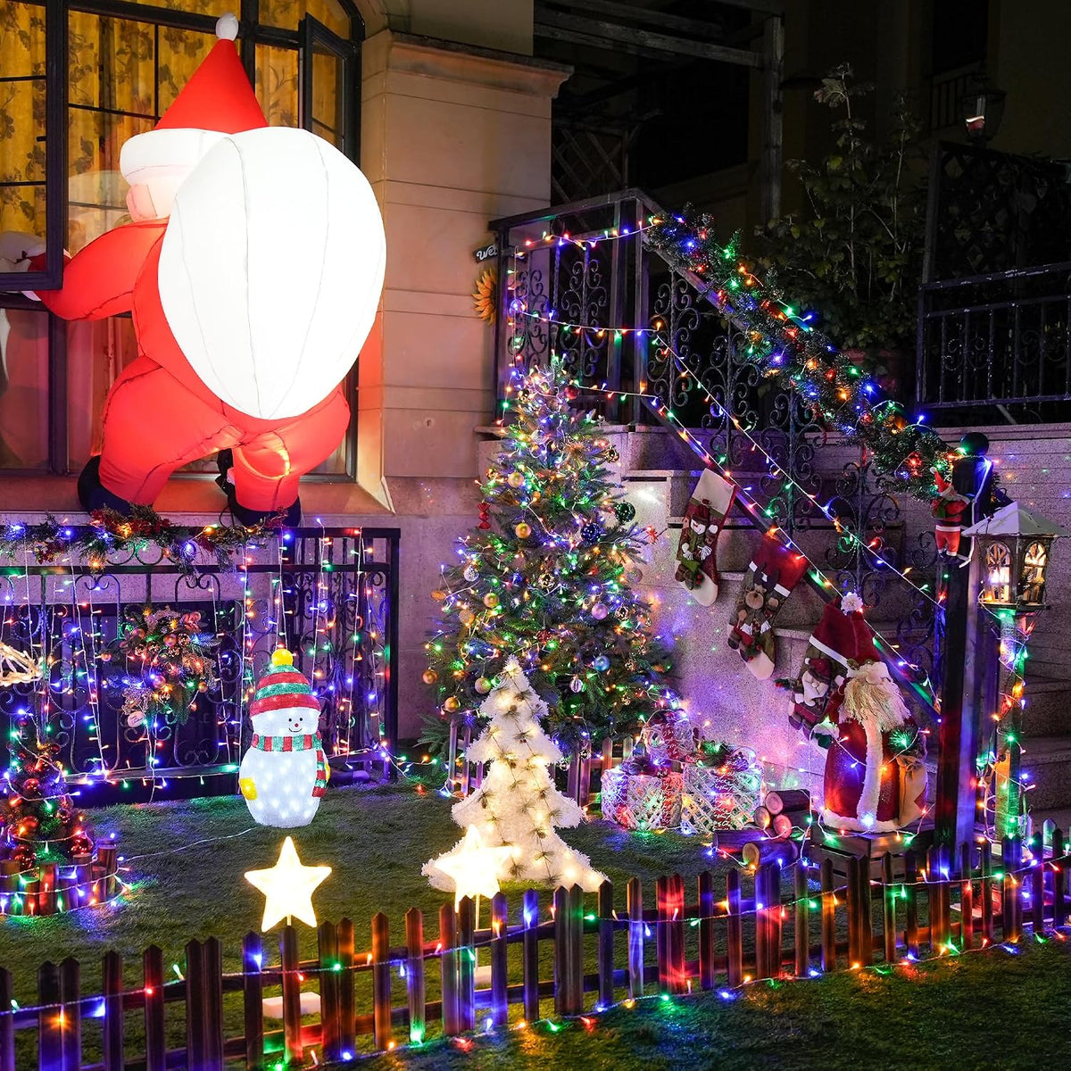 JMEXSUSS 200 luces LED multicolor para árbol de Navidad, alambre tr...