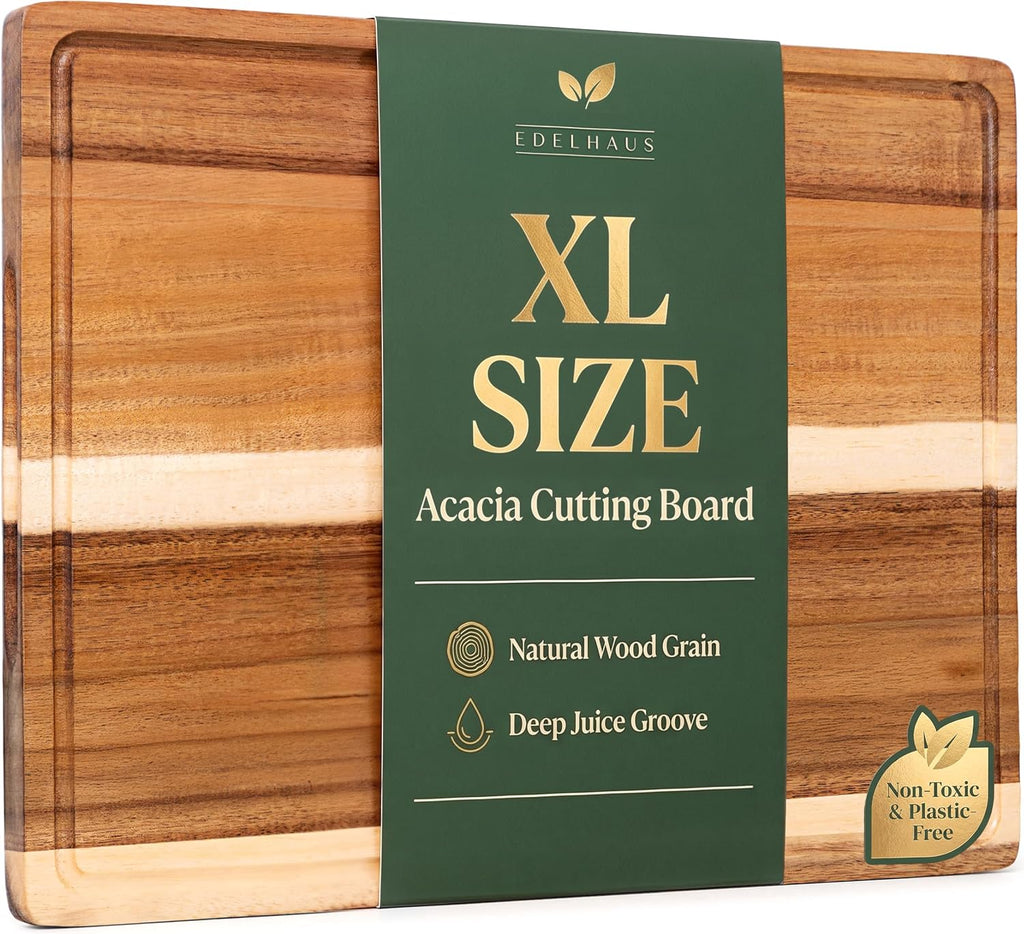 EDELHAUS Tabla de cortar de madera de acacia extra grande 17x13, ra...