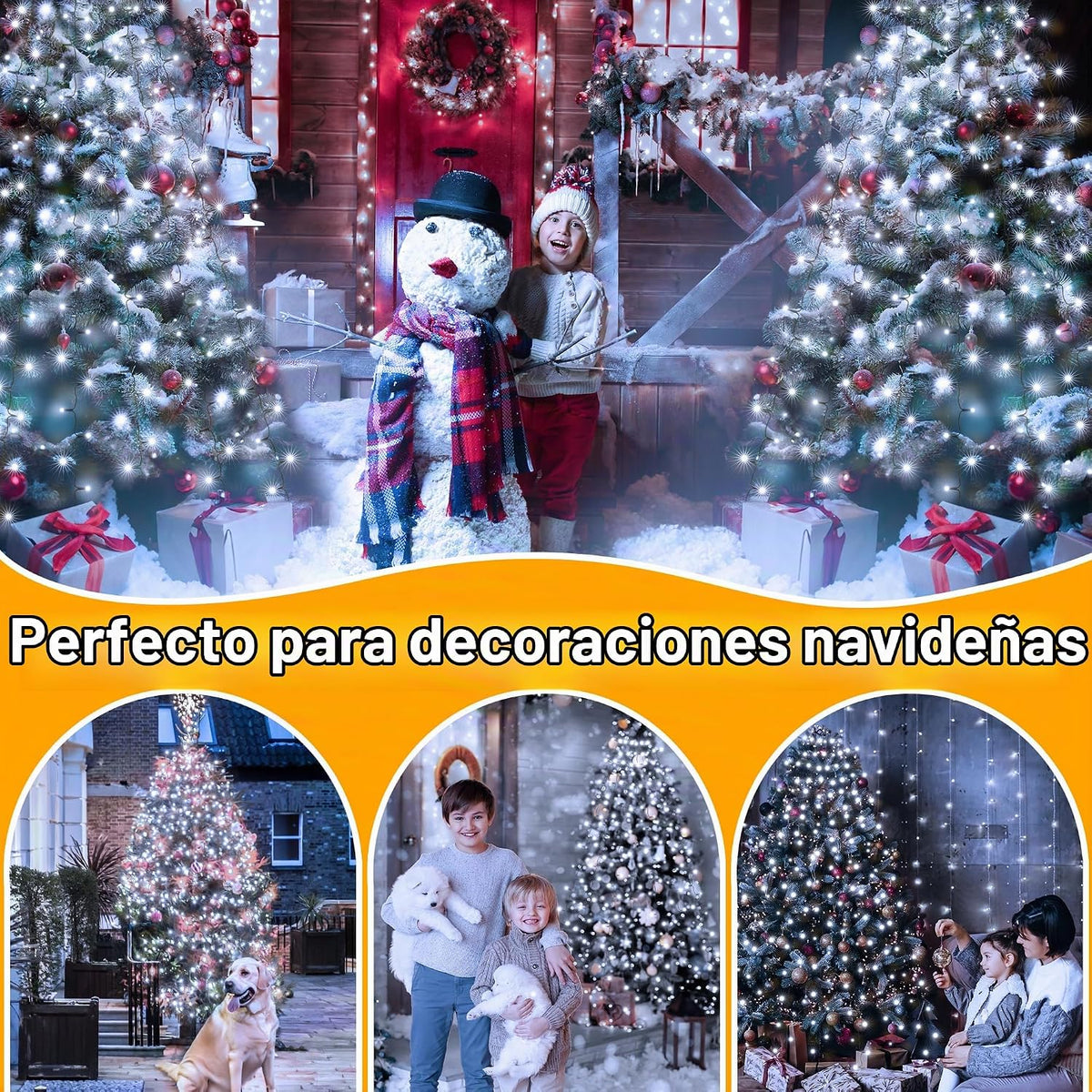 Ollny Luces de árbol de Navidad de 8.2 pies x 16 cuerdas con anillo...
