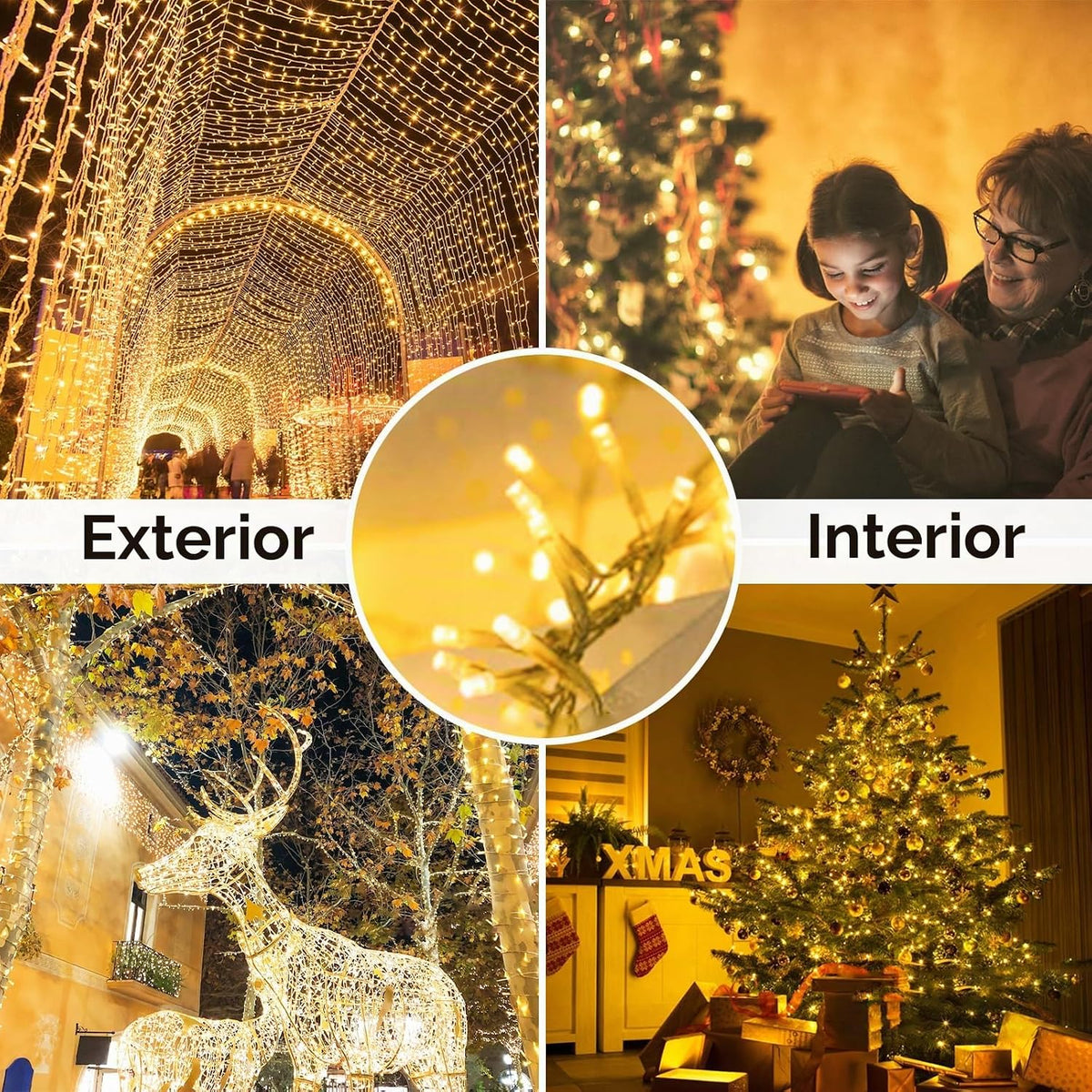 Cadena de 500 luces LED, luces de Navidad superlargas de 180 pies p...