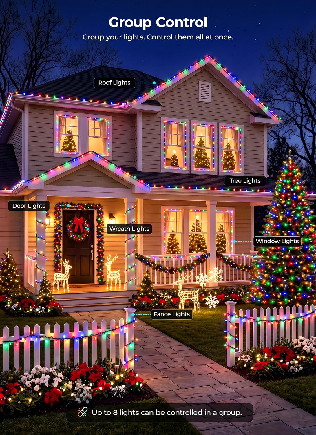 Luces LED inteligentes de Navidad de 99 pies, 300 unidades, mini ca...