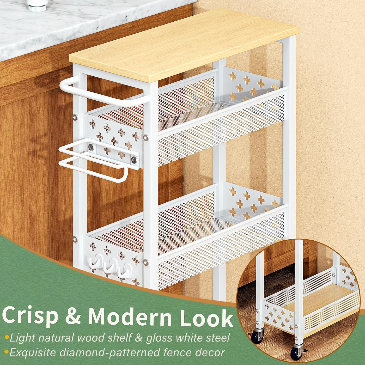 OKZEST Organizadores de baño delgados y carrito de almacenamiento c...