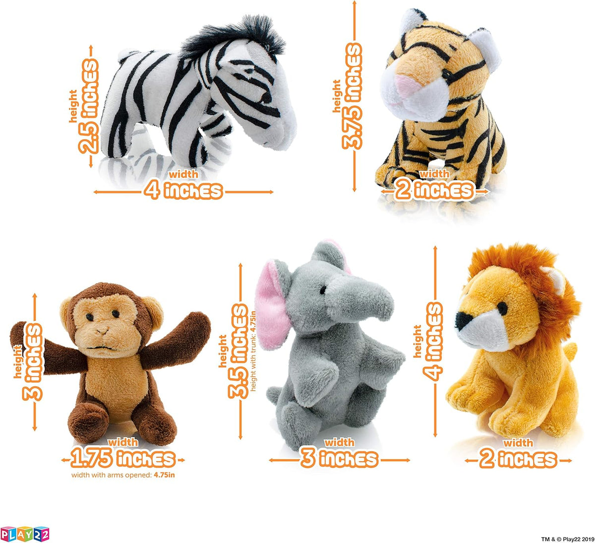 Play22 Juego de 6 piezas de animales de la selva parlantes de felpa...
