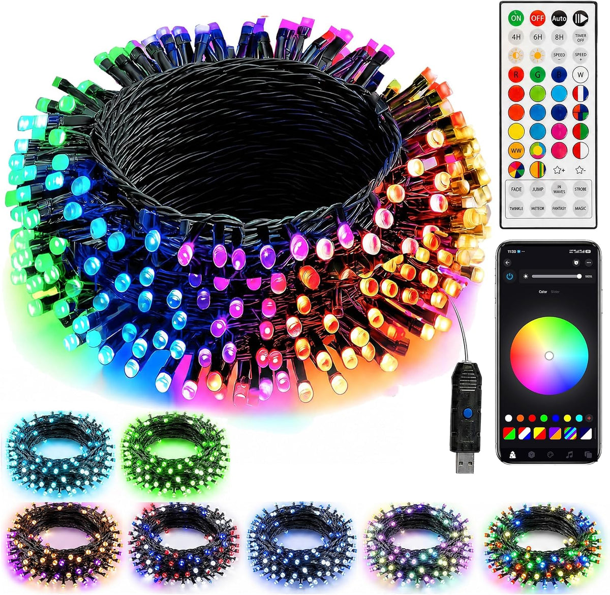 Dazzle Bright 33FT 100 luces LED que cambian de color para Navidad...