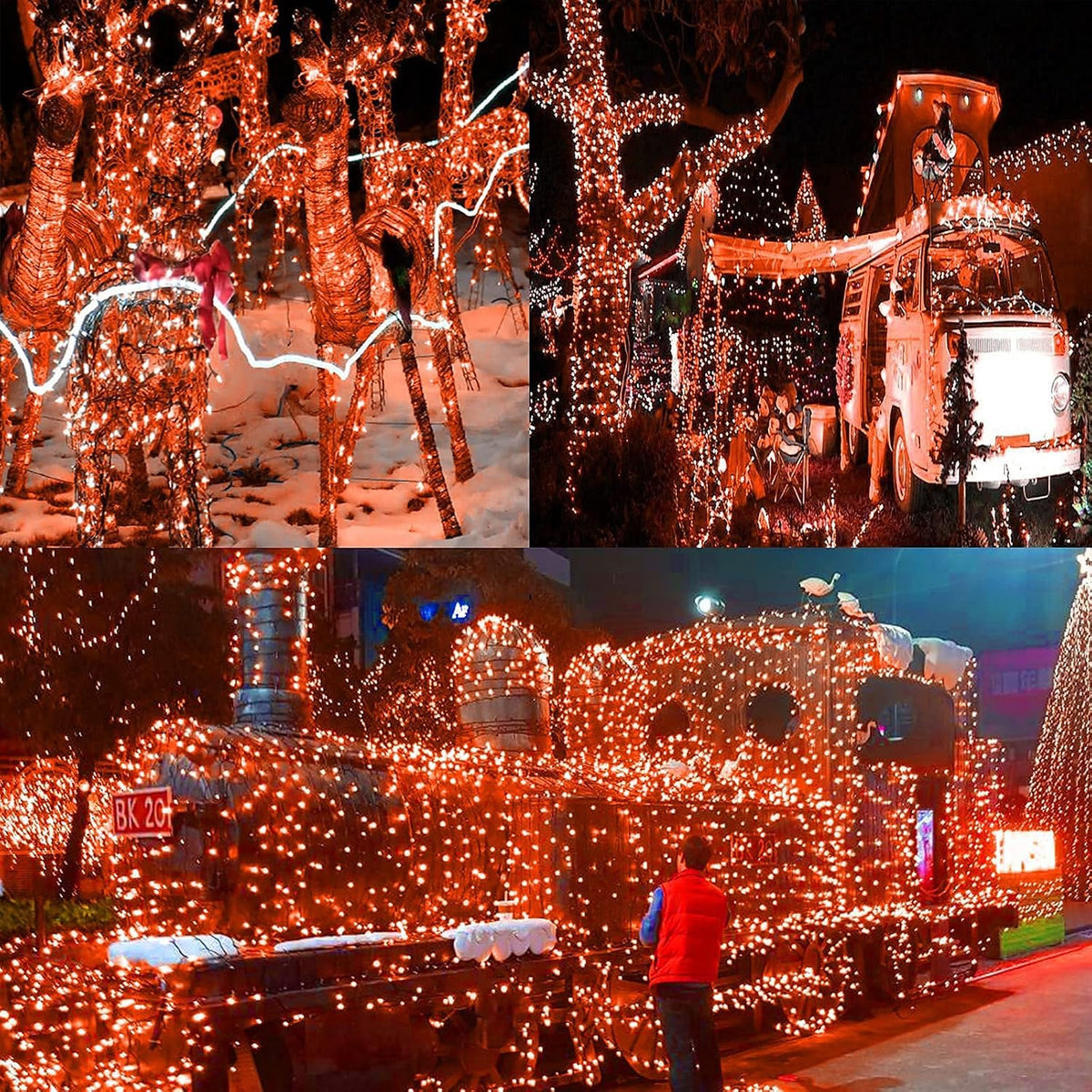 La secuencia naranja extensible de Halloween de los 75.8FT 200 LED...
