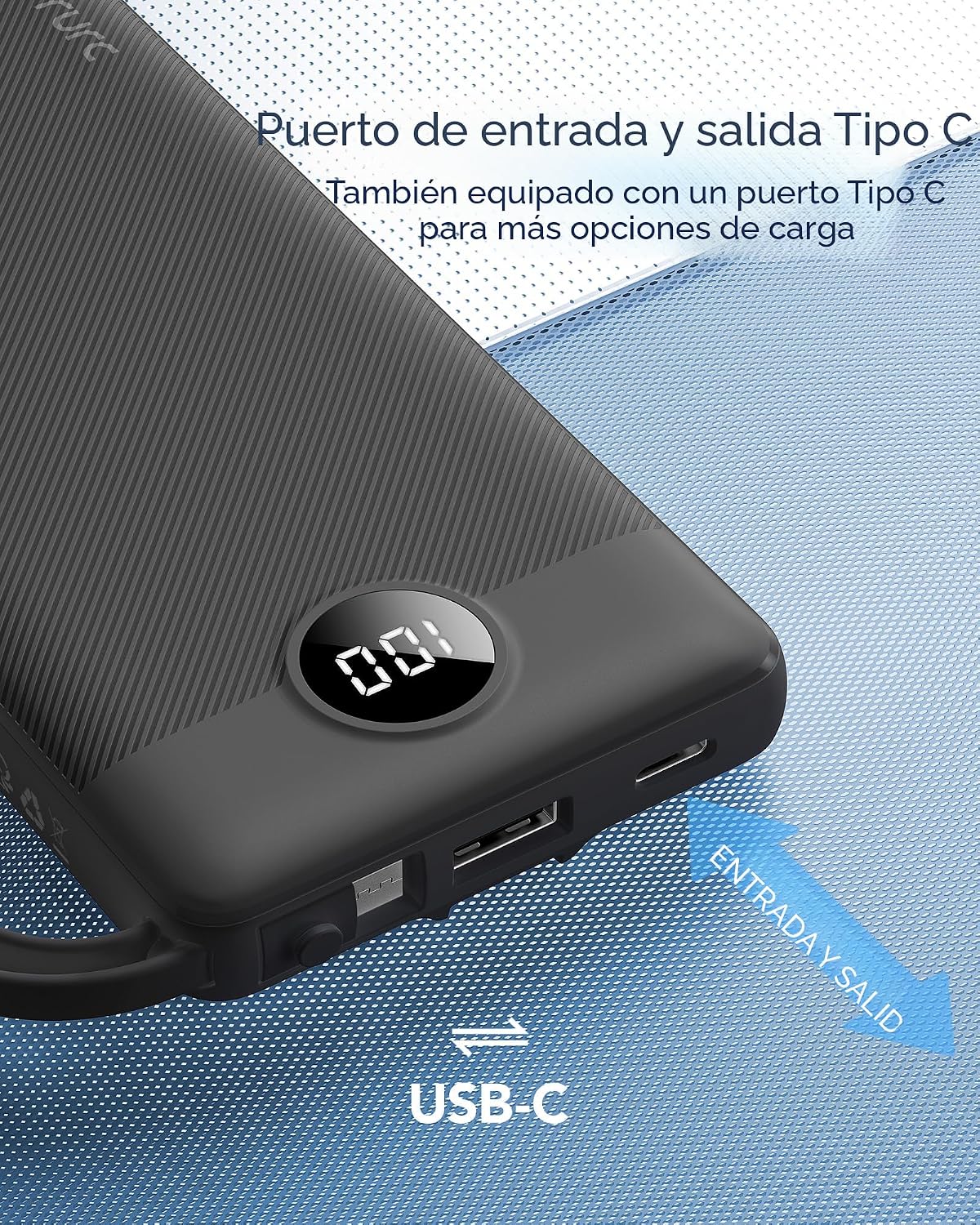 Cargador portátil VRURC, 4 cables integrados y banco de energía con...
