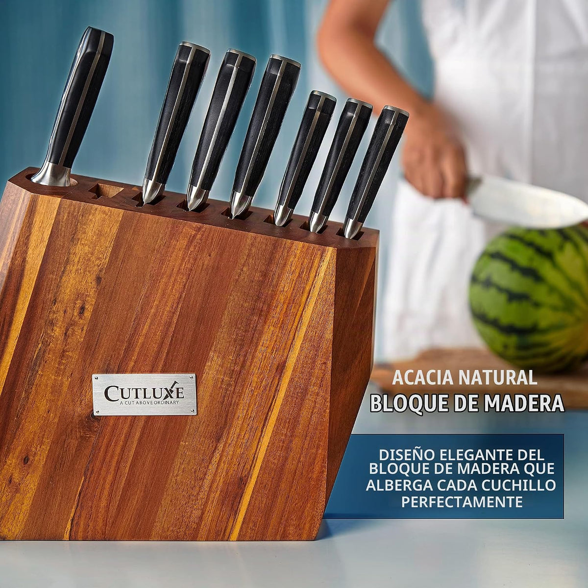 Cutluxe Juego de cuchillos de cocina \u2013 Juego de 8 cuchillos de...
