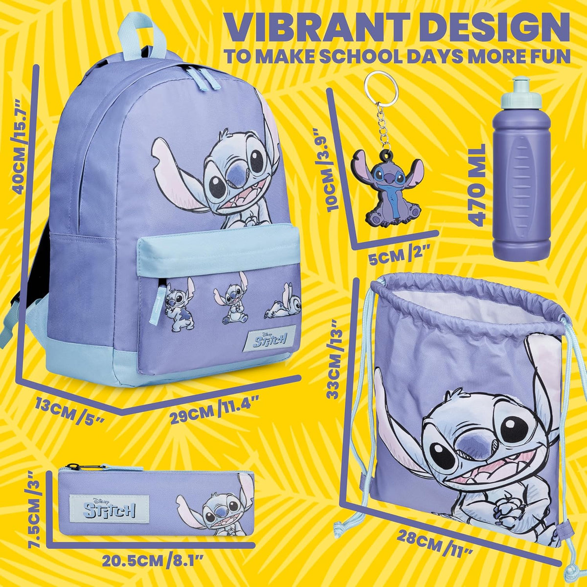 Disney Stitch - Mochila de 5 piezas, regalos para niñas, niños con...