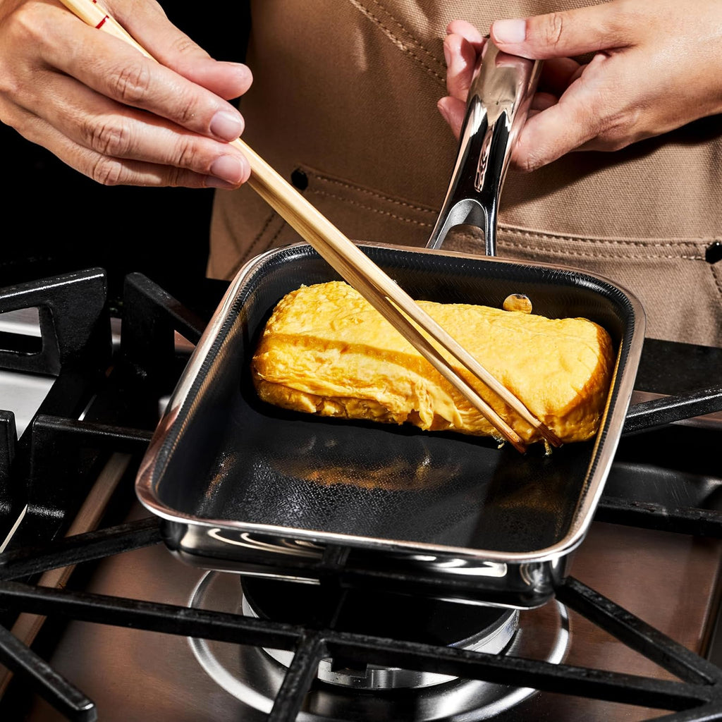 HexClad Sartén híbrida antiadherente japonesa Tamagoyaki, mango que...