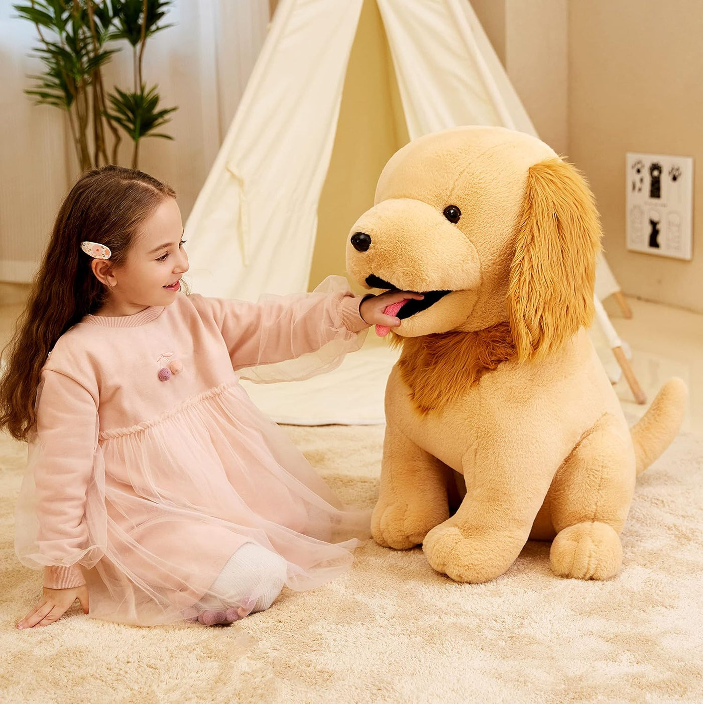 IKASA Juguete de peluche de perro Golden Retriever gigante, cachorr...