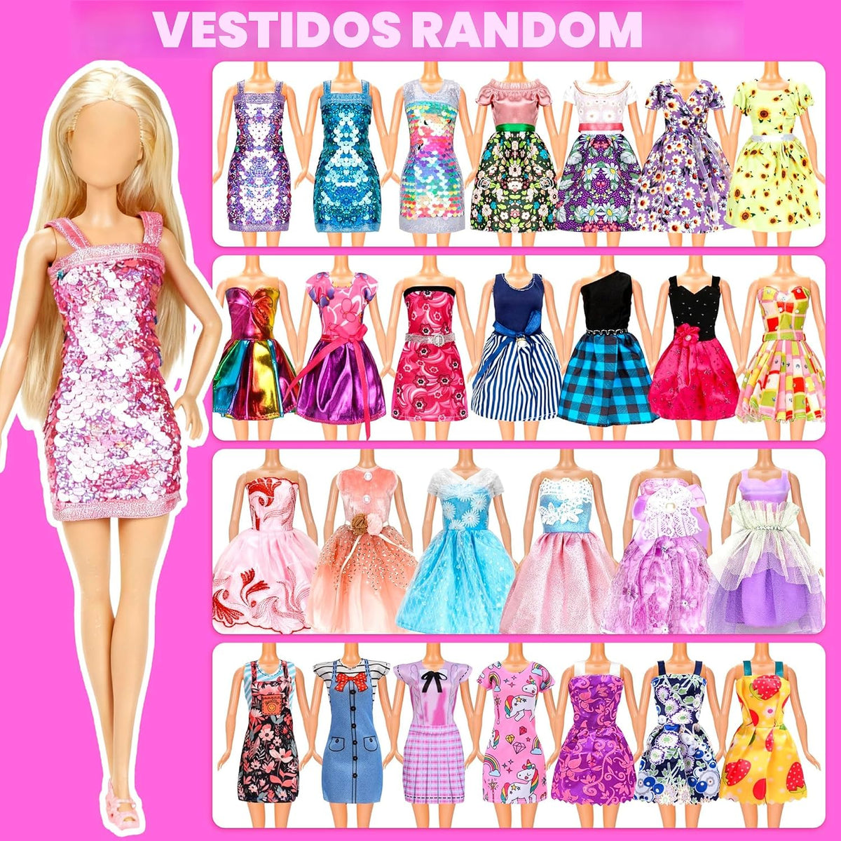 138 piezas de ropa y accesorios para muñecas, 5 vestidos de boda, 9...