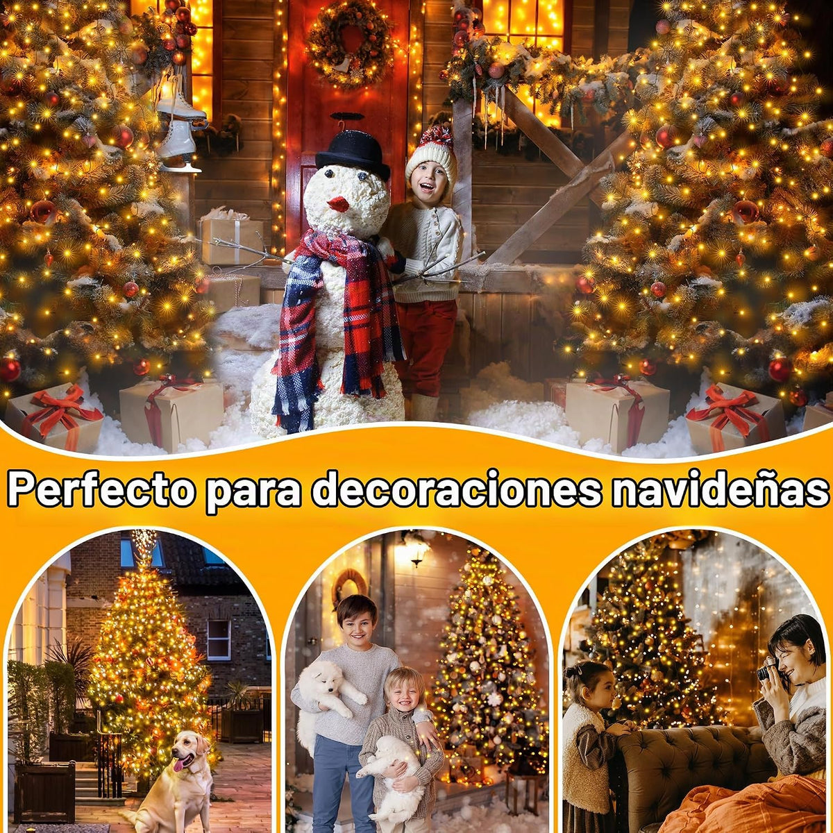 Ollny - Luces para árbol de Navidad, 400 LED, 8.2 pies x 16 cuerdas...