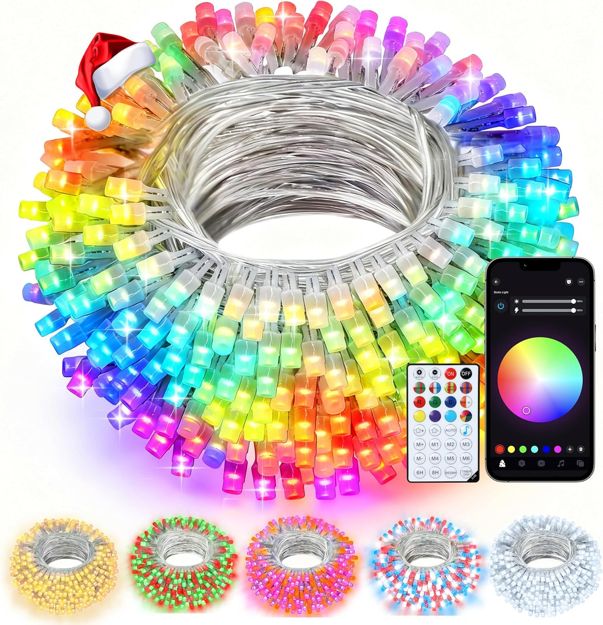 echosari - Guirnalda de luces inteligentes de Navidad de 66 pies qu...