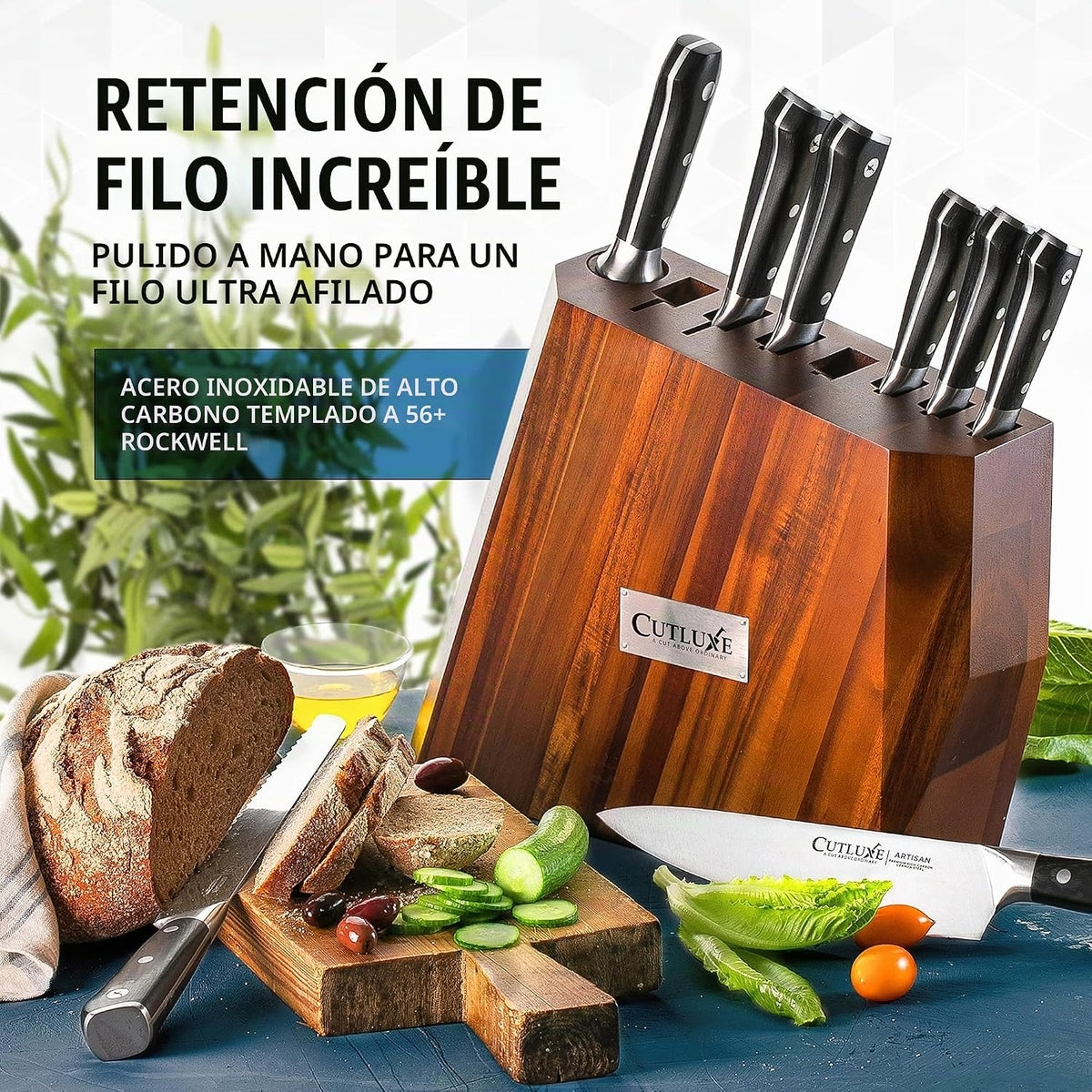 Cutluxe Juego de cuchillos de cocina \u2013 Juego de 8 cuchillos de...