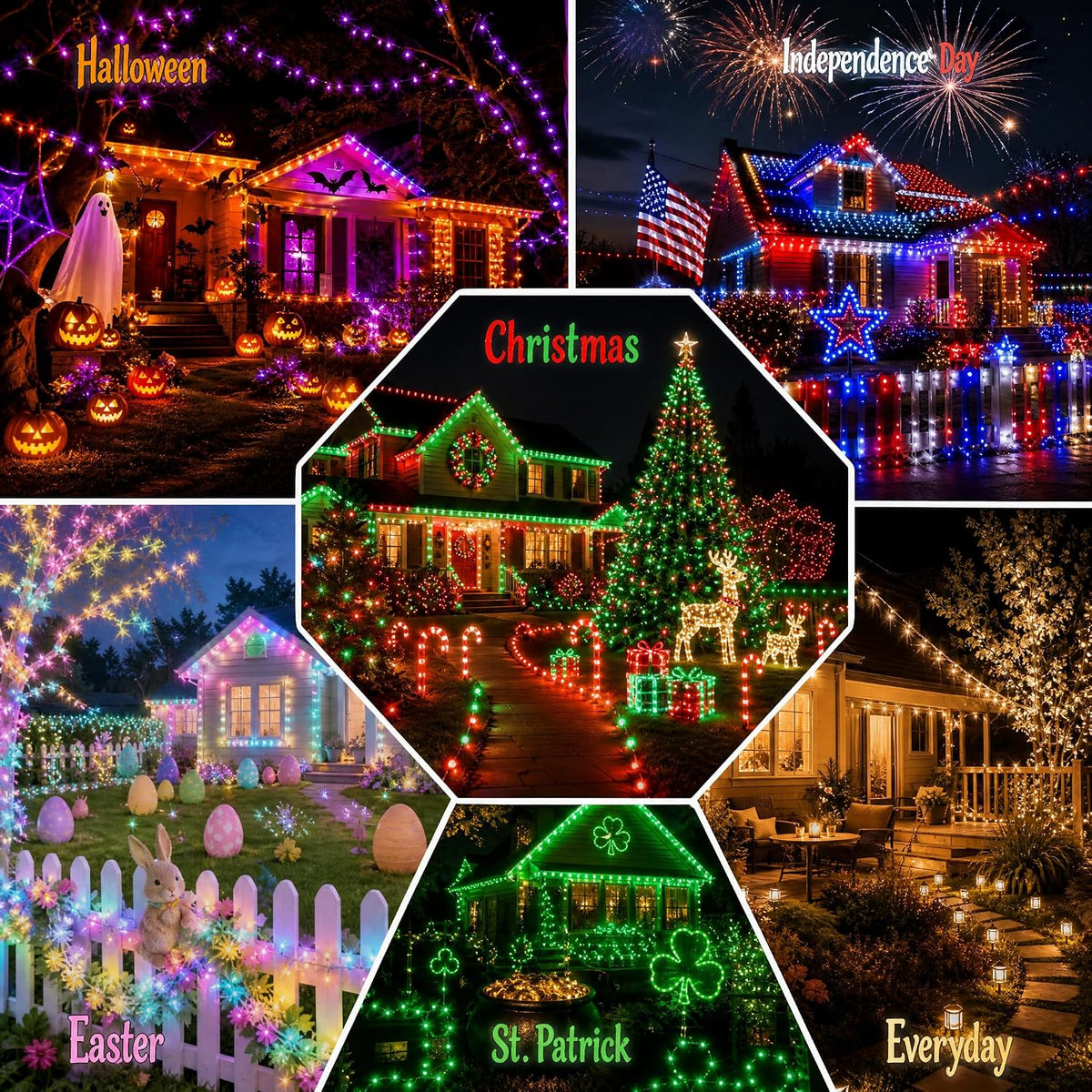 Dazzle Bright Guirnalda de luces inteligentes de Navidad, 98 pies,...