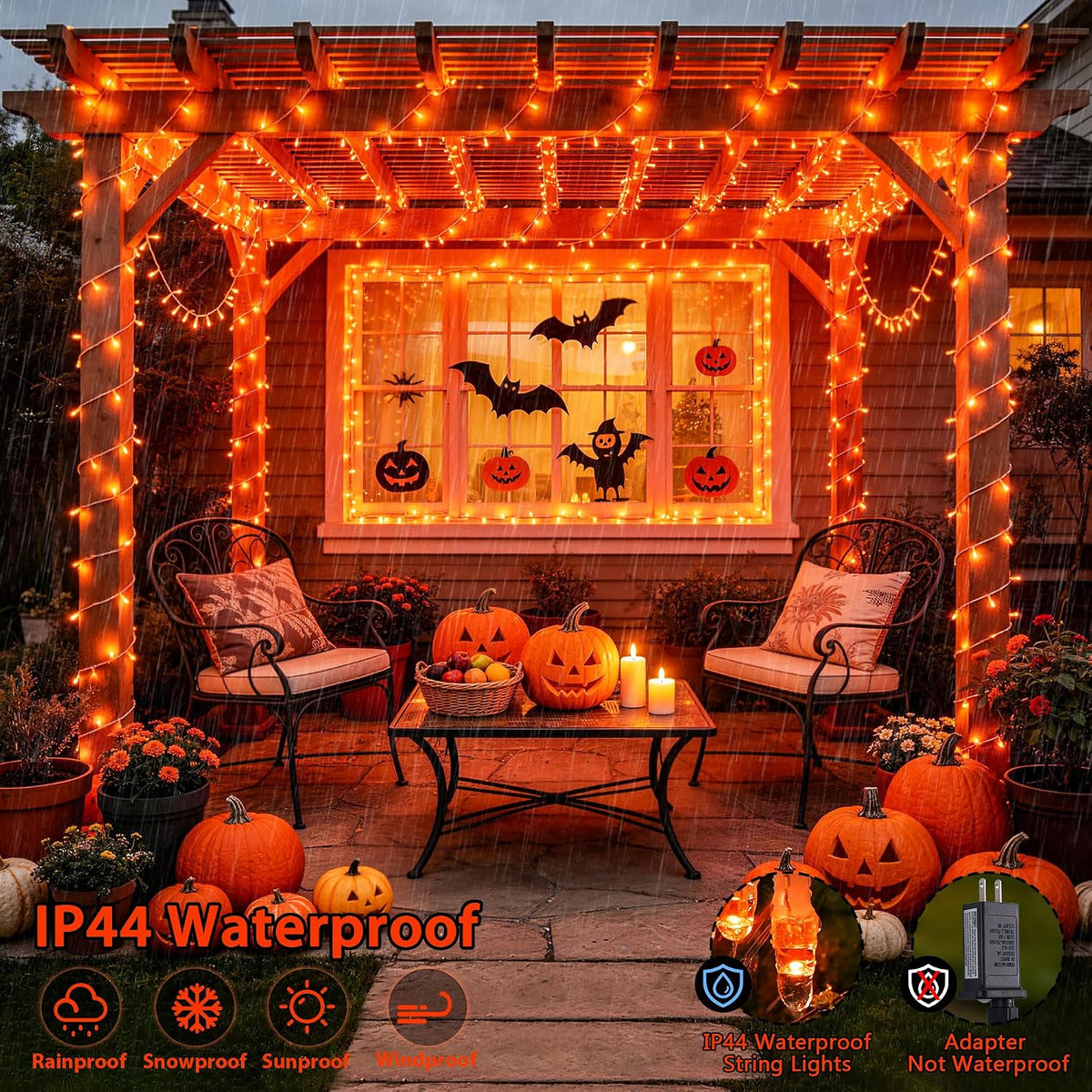 JMEXSUSS 400 luces LED naranjas para decoración de Halloween, enchu...