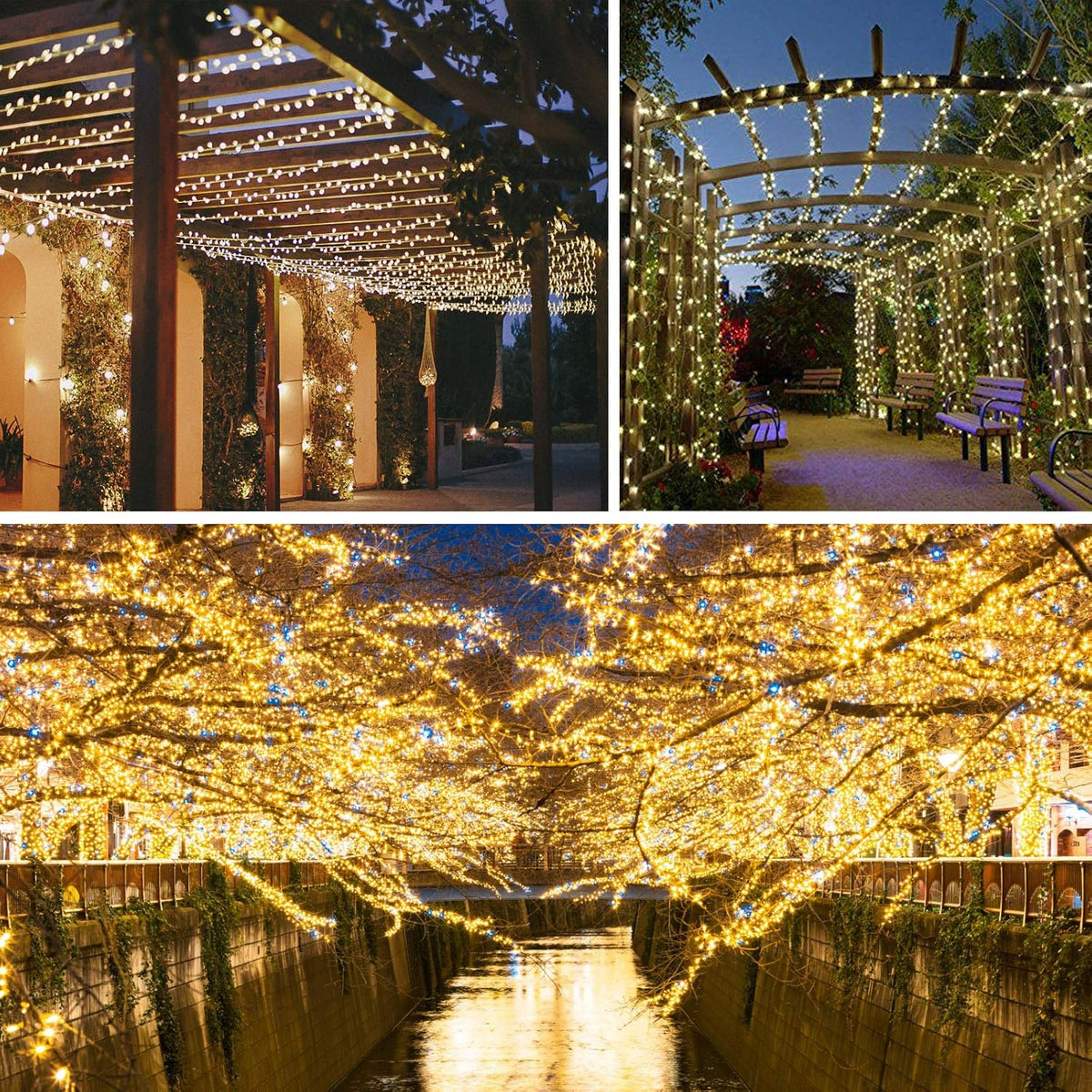 Paquete de 2 tiras de 100 luces LED conectables, luces de Navidad p...