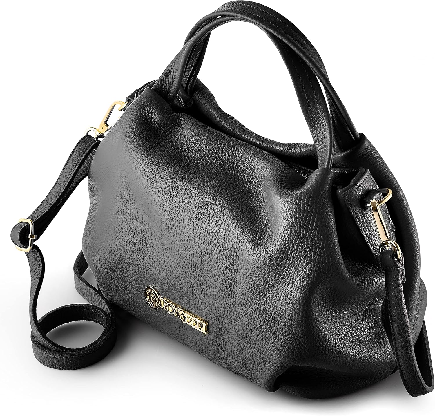 Bandolera Baroncelli de cuero italiano, de piel suave auténtica de tamaño mediano
