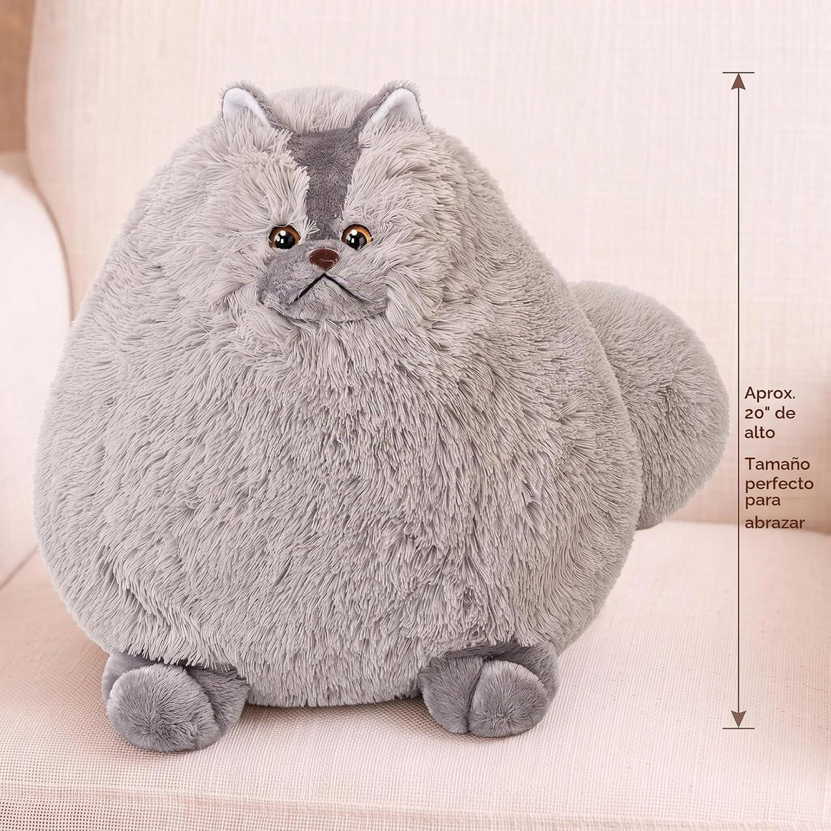 Winsterch - Peluche de gato gris gigante, 20 pulgadas | Lindo jugue...
