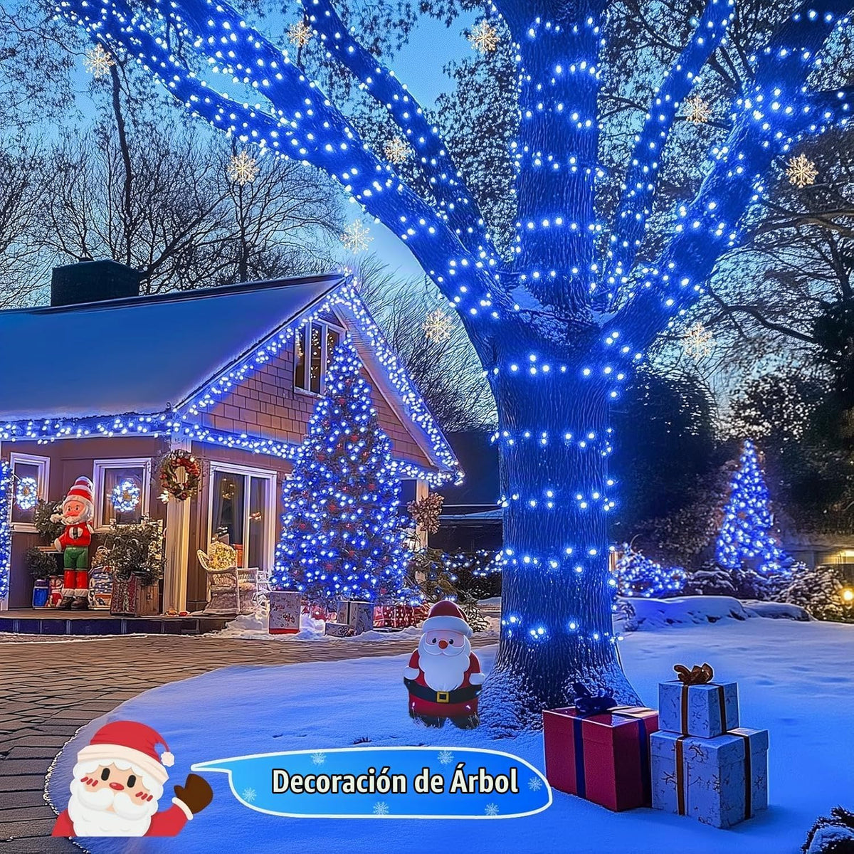 JMEXSUSS - 250 luces LED de Navidad azules conectables, luces de ca...