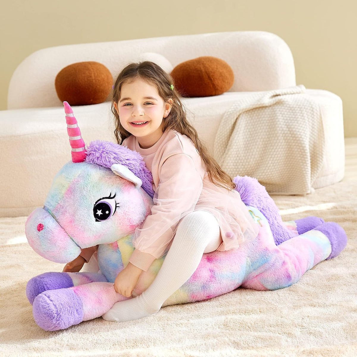 IKASA Peluche de unicornio gigante de 43 pulgadas, súper suave, sin...