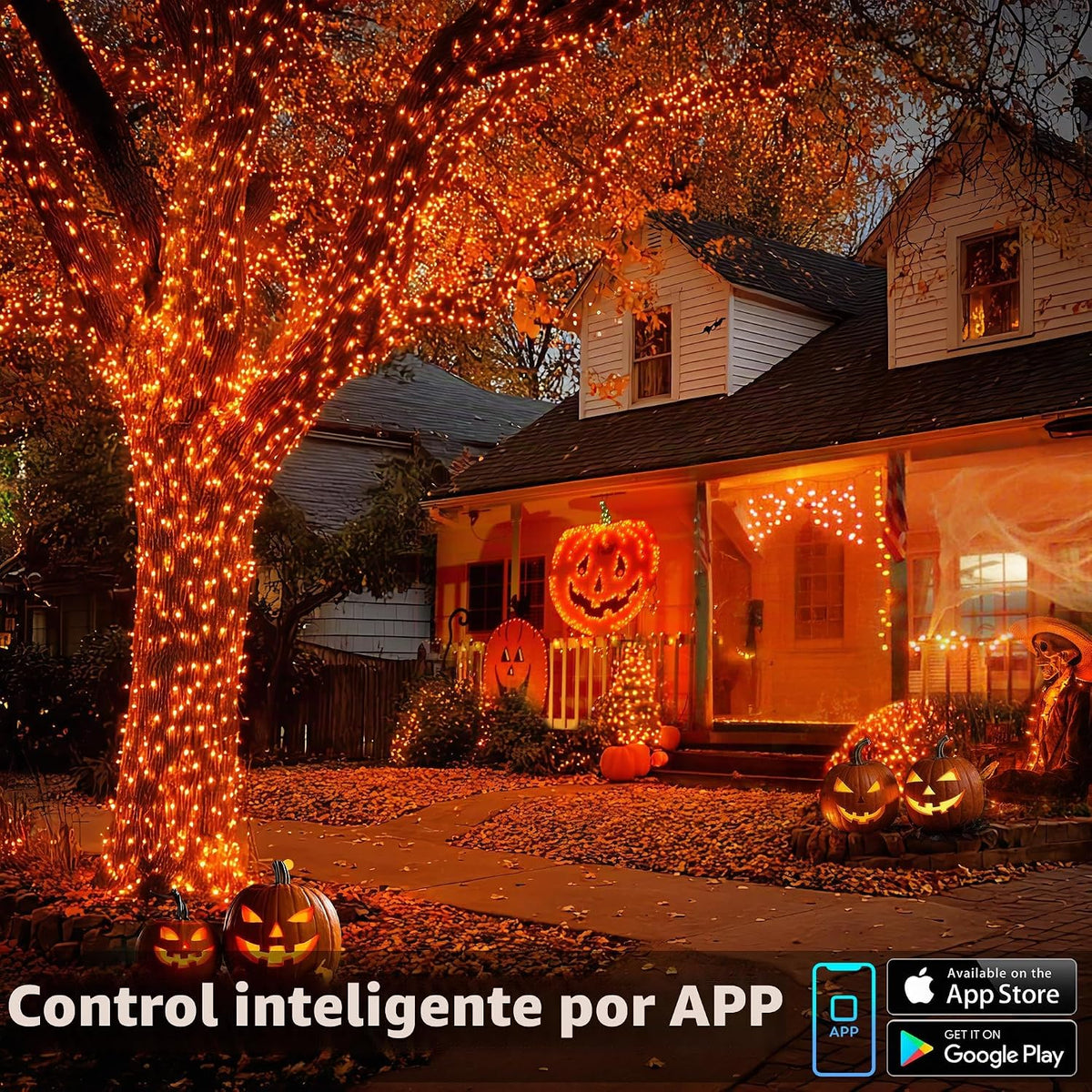 Brizled Luces inteligentes de Halloween, 300 luces LED de 98 pies d...