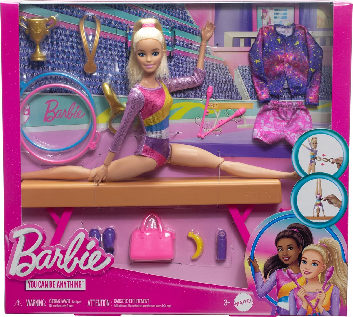 Barbie Gimnasia Muñeca y Accesorios Playset | Muñeca rubia de moda,...