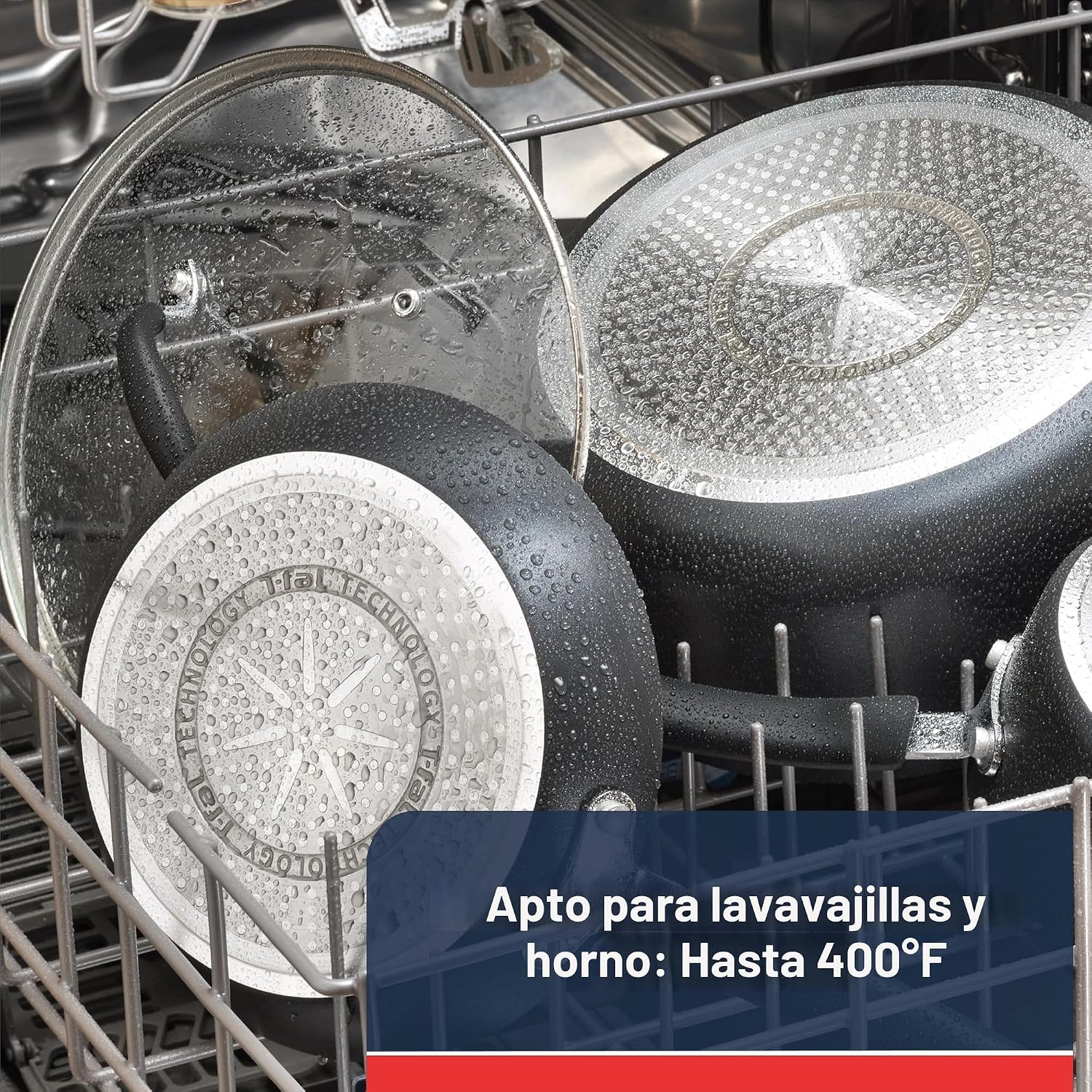 Sartén T Fal, Antiadherente, Negro | Apto para horno hasta 400 F, i...