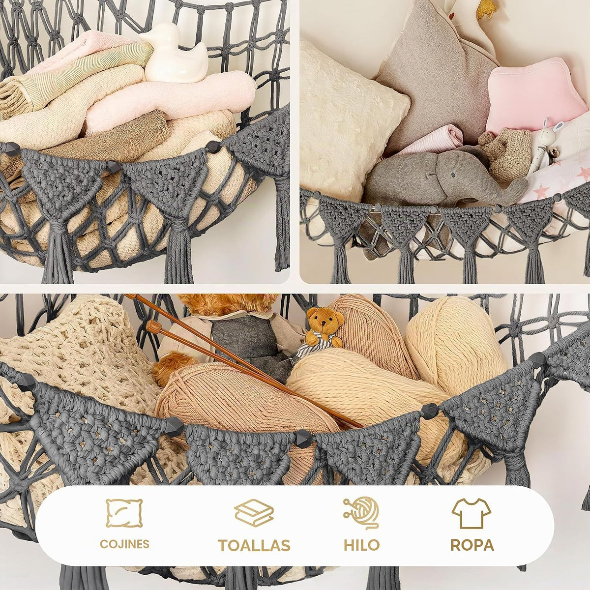 TIDYTEDS Macramé DreamLights - Red de almacenamiento de animales de...