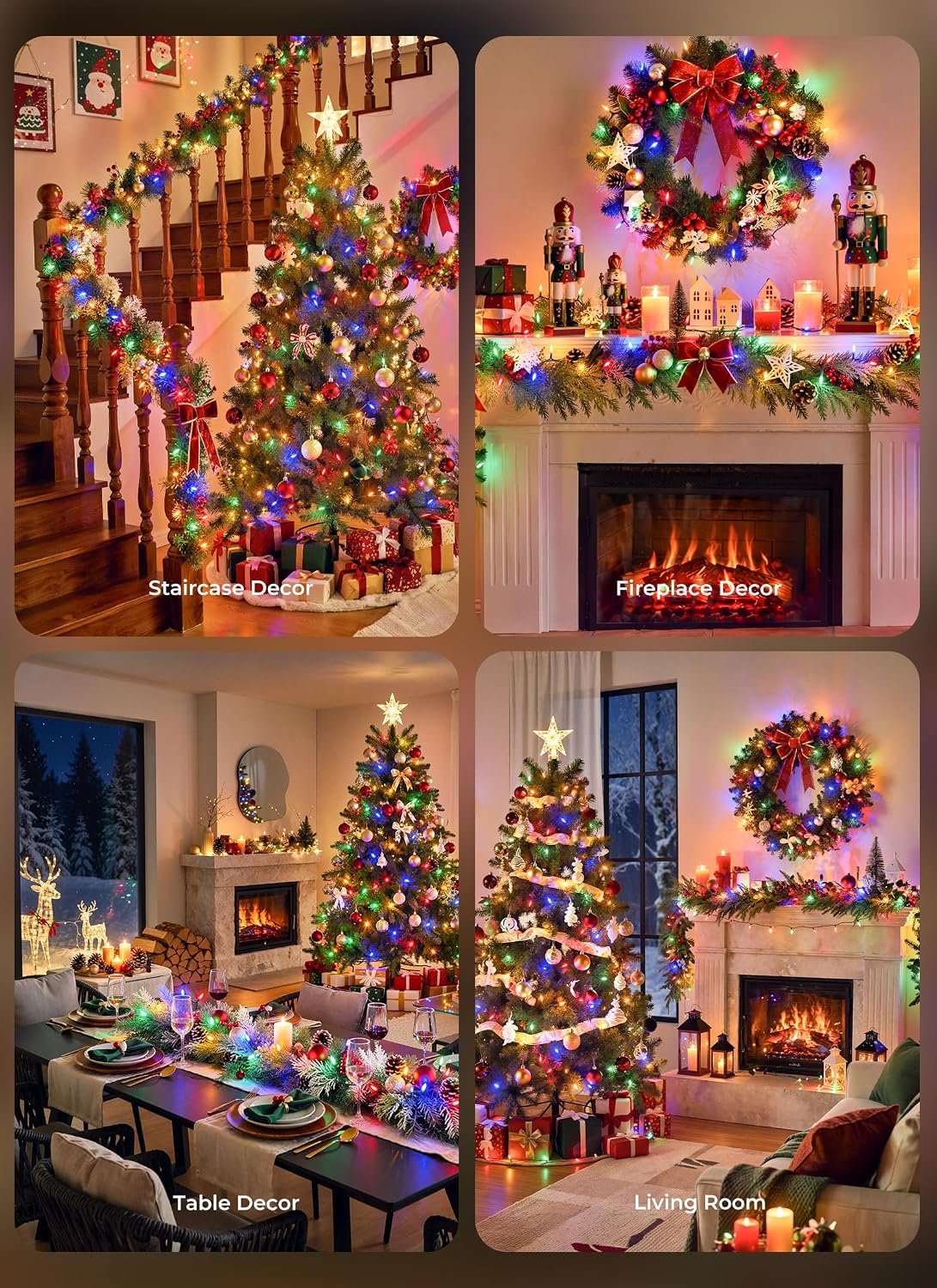 Brightown Luces de árbol de Navidad, 108 pies, 300 LED, luces de Na...