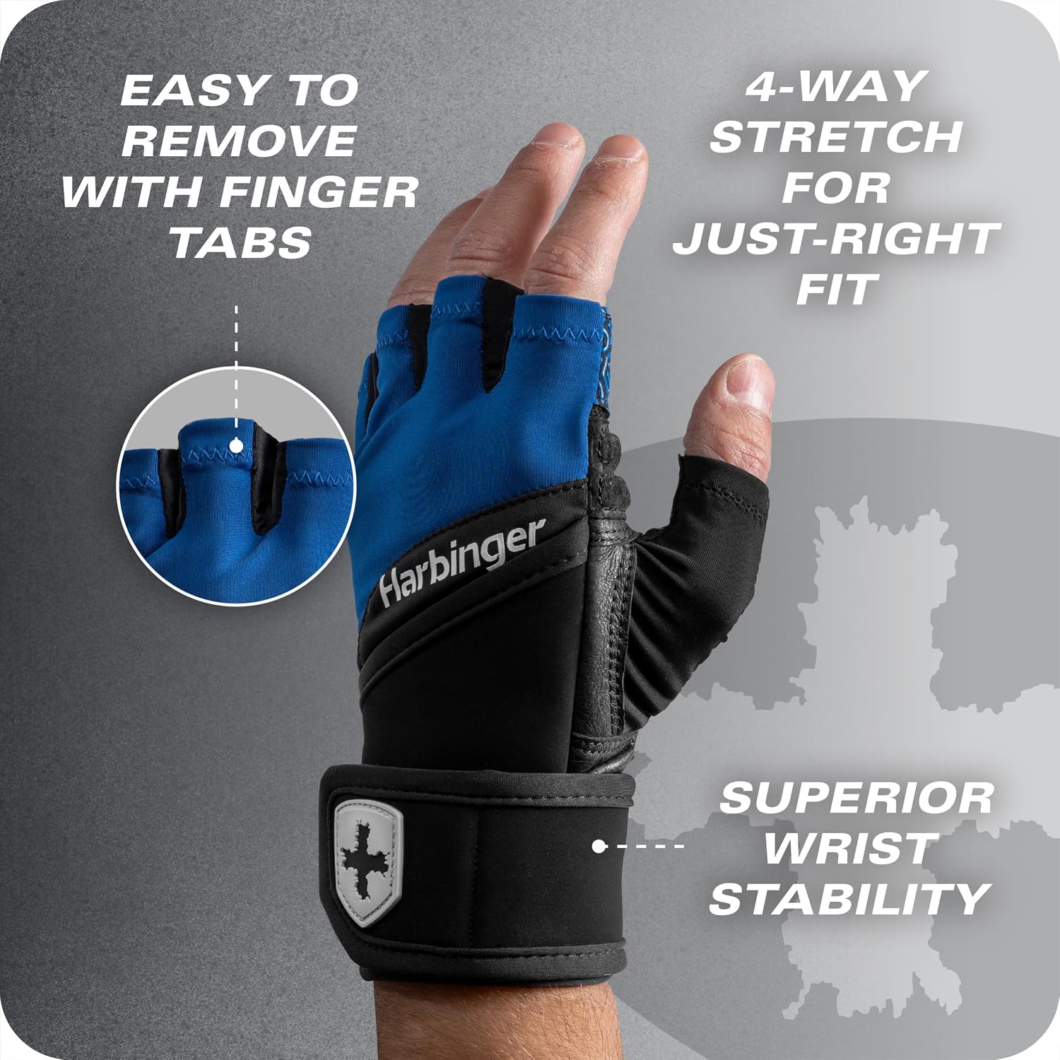 Harbinger Guantes de entrenamiento con agarre para muñeca, agarre m...
