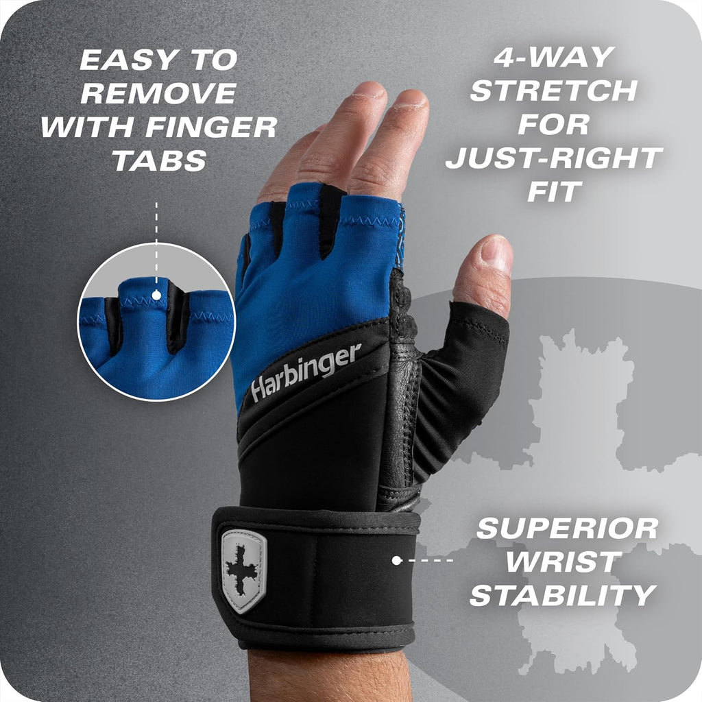 Harbinger Guantes de entrenamiento con agarre para muñeca, agarre m...