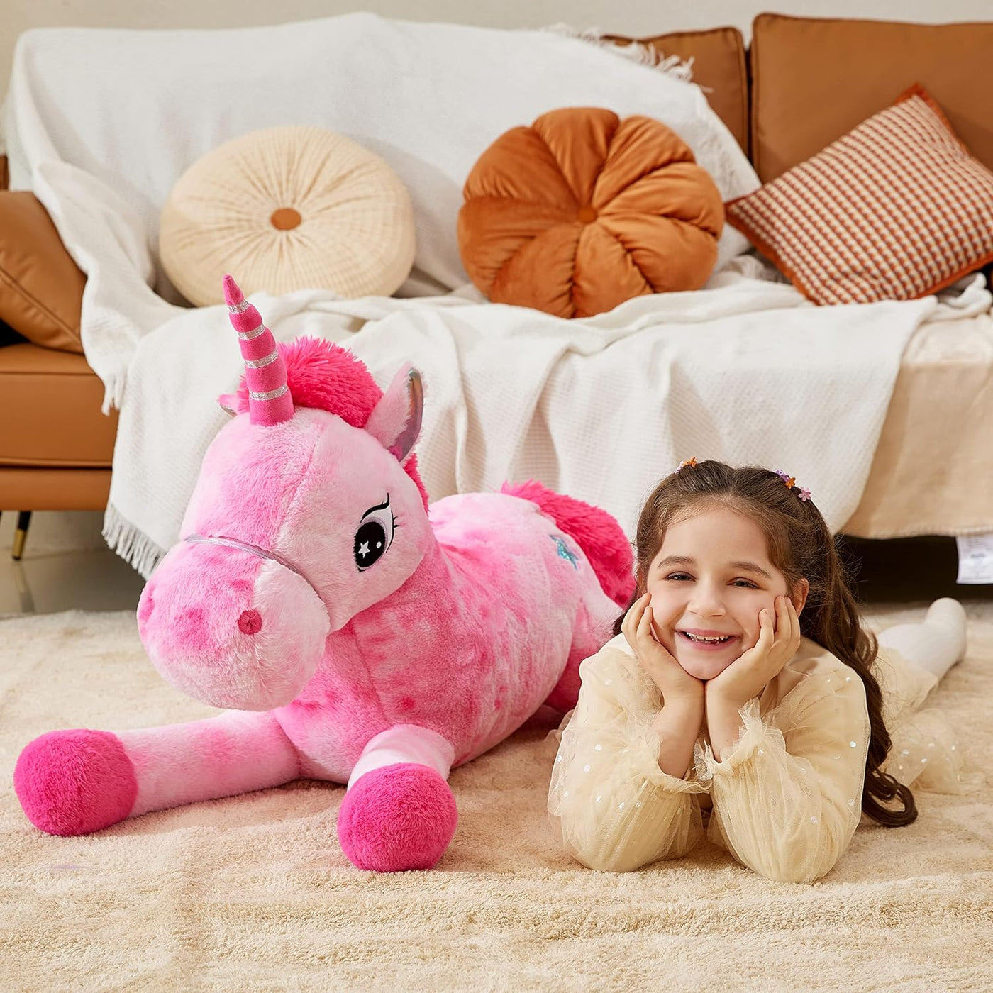 IKASA Peluche de unicornio gigante de 43 pulgadas, juguete de peluc...
