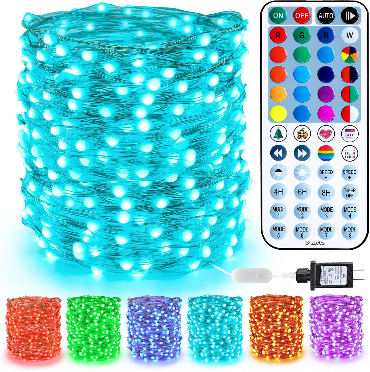 BrizLabs Enchufe de luces de hadas que cambian de color, 100 luces...