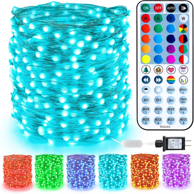 BrizLabs Enchufe de luces de hadas que cambian de color, 100 luces...