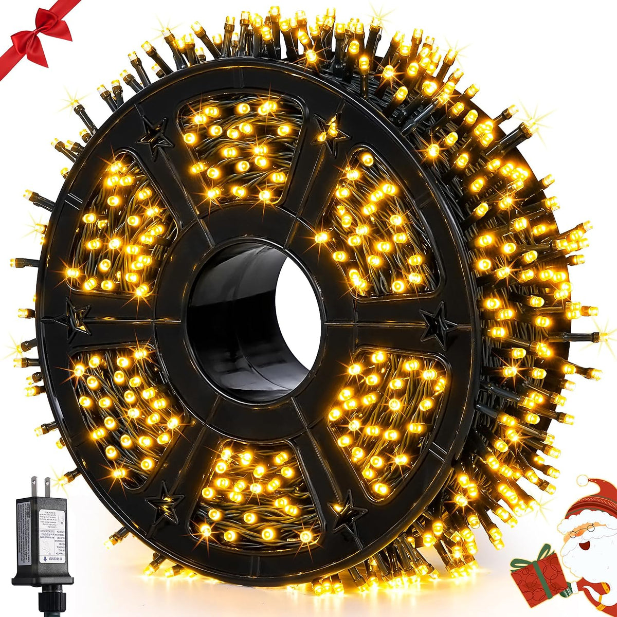 JMEXSUSS - 1000 luces LED de Navidad de 328 pies, tira de luces enc...