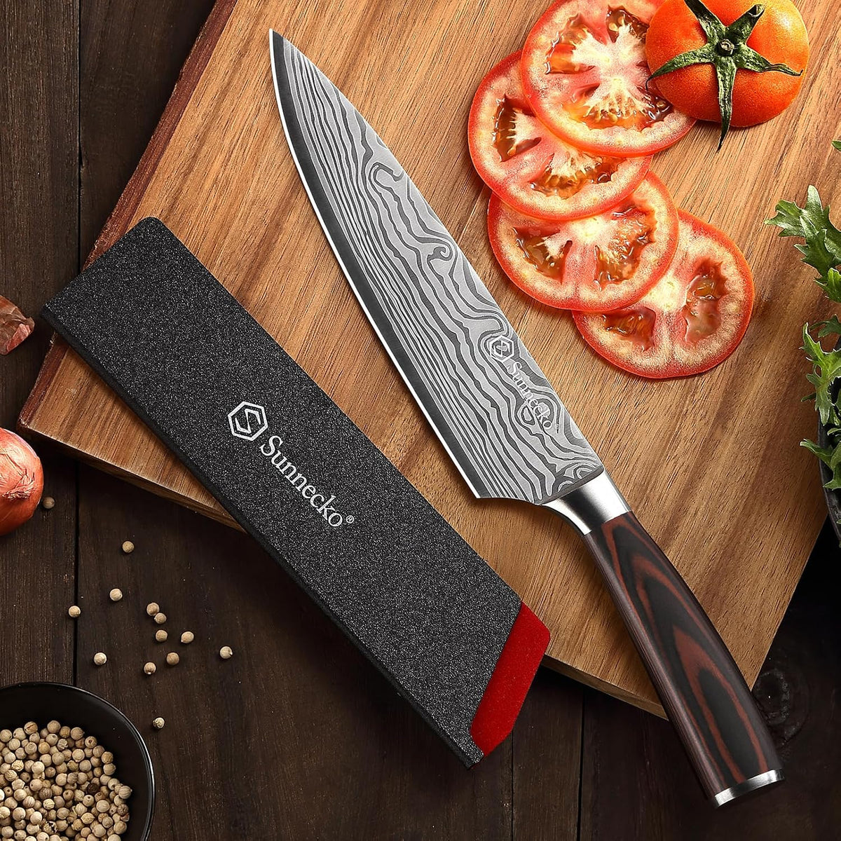 Sunnecko Cuchillo de chef de 8 pulgadas, cuchillo de cocina ultra a...