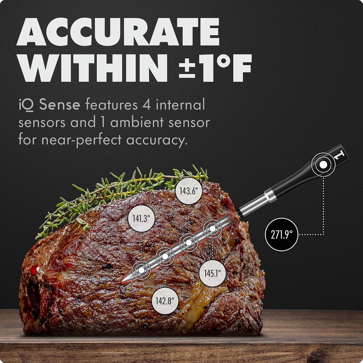 Chef iQ Sense | Termómetro inalámbrico inteligente para carne | 2 s...