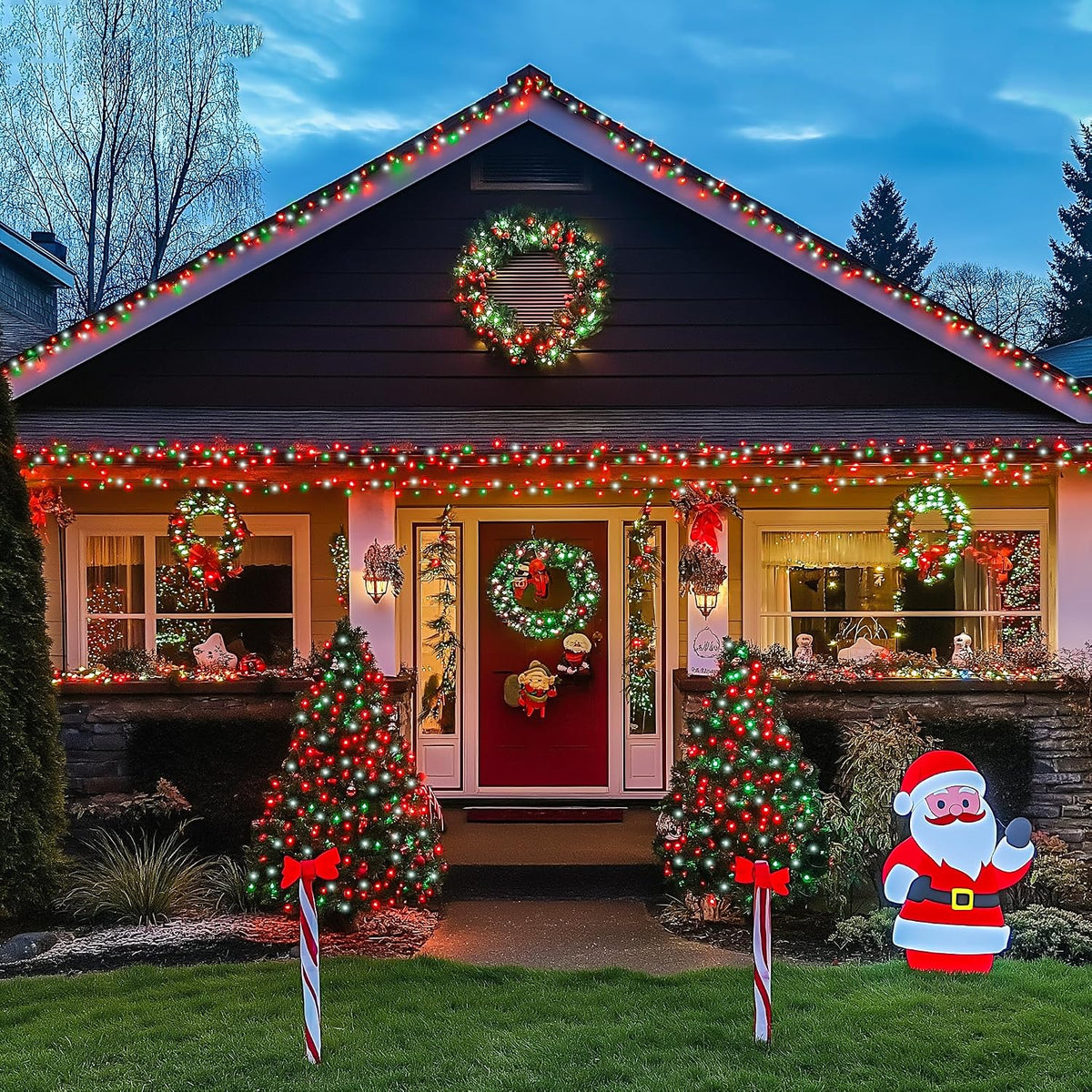 JMEXSUSS 200 luces LED de Navidad rojas, blancas y verdes para exte...