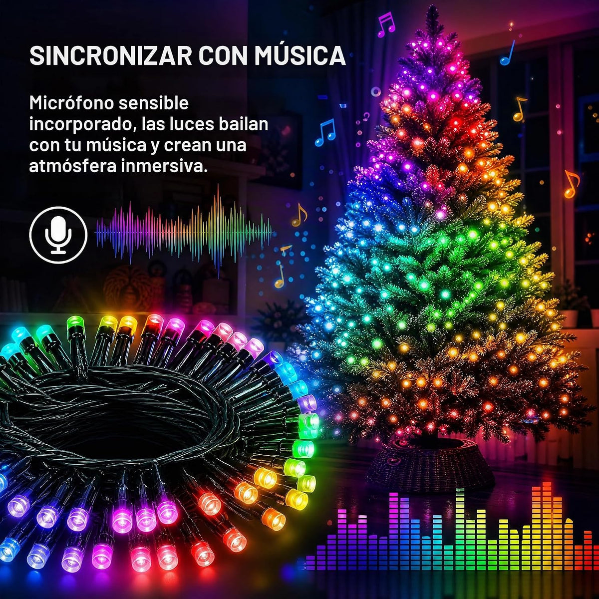 Dazzle Bright Guirnalda de luces inteligentes de Navidad, 98 pies,...