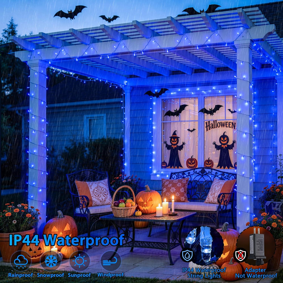JMEXSUSS Luces de Cadena Azules de Navidad para Interiores y Exteri...