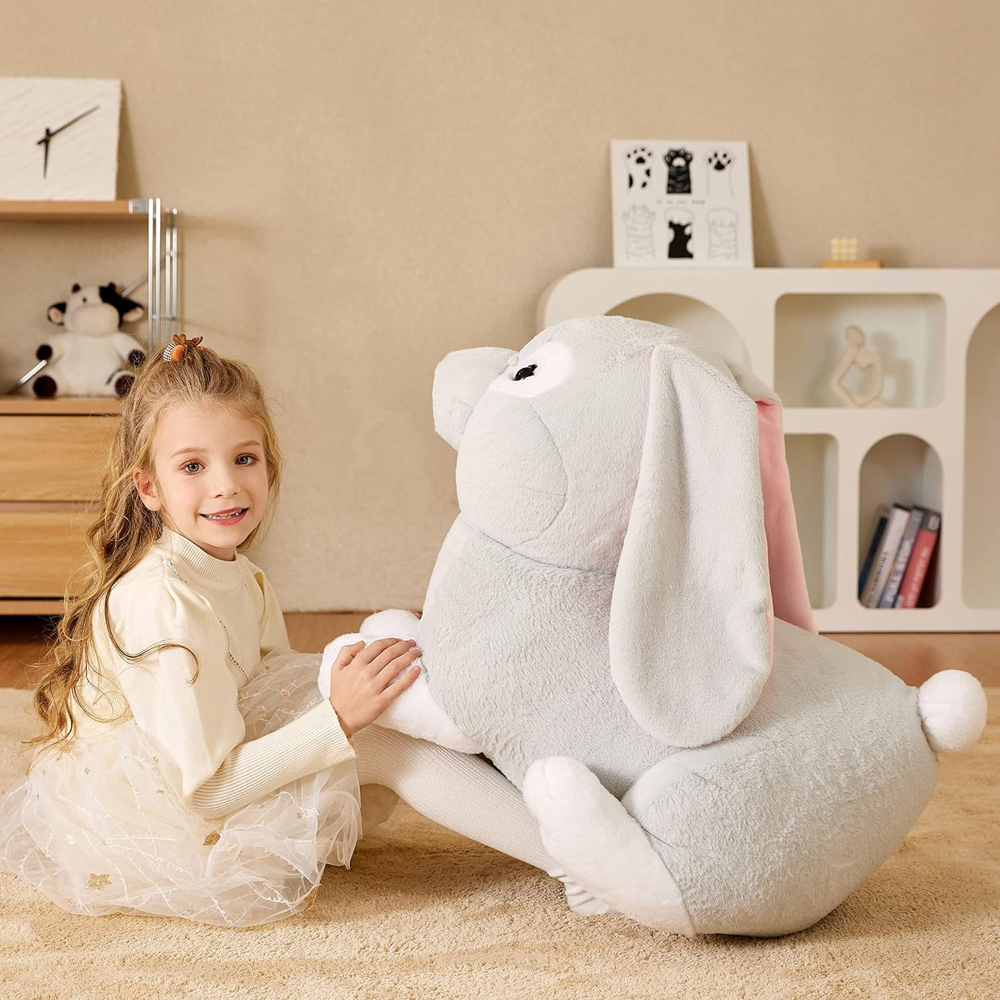 EARTHSOUND Juguete de peluche de conejo gigante, conejito realista...
