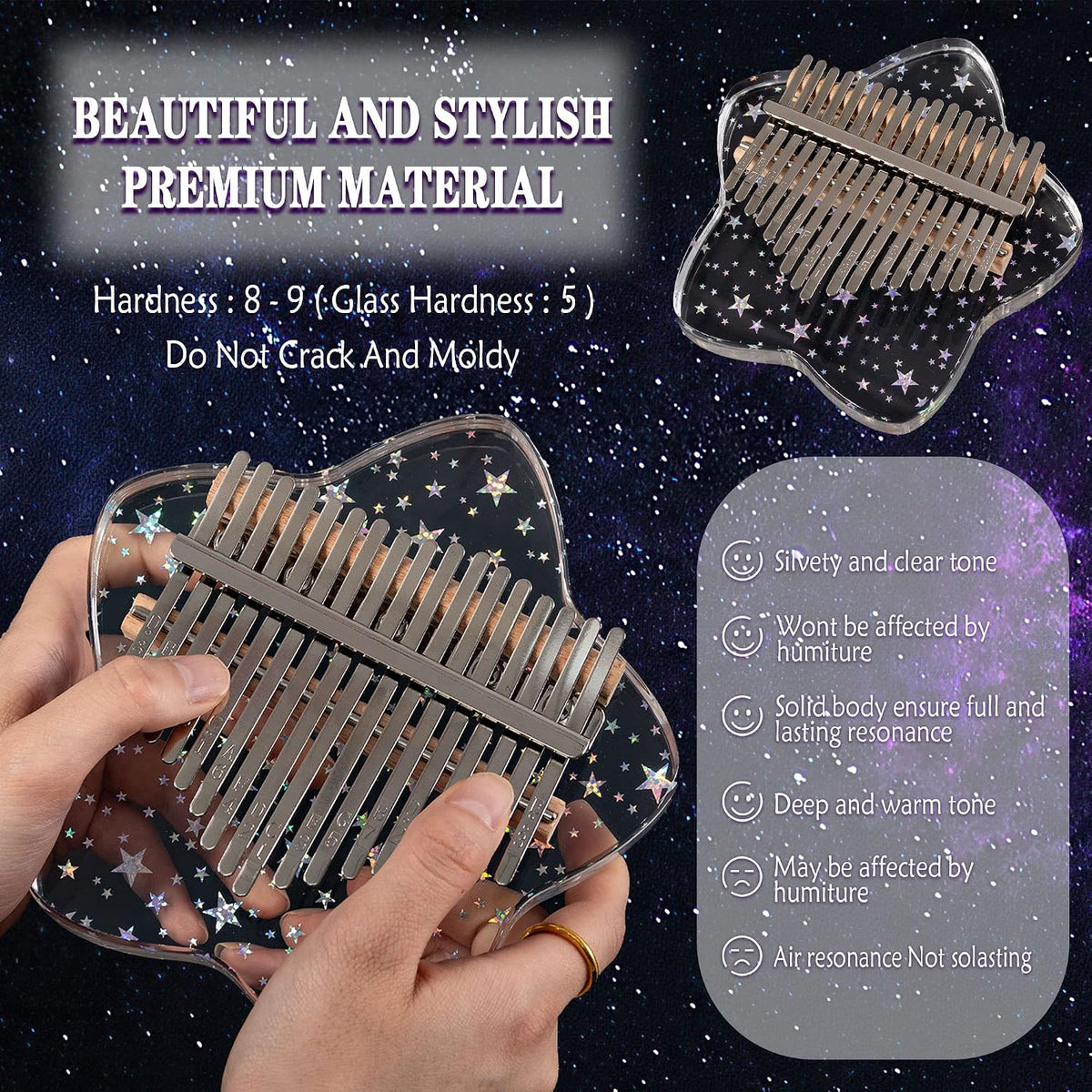 LUCKIPLUS Lindo piano de pulgar Kalimba de 17 teclas, piano de dedo...