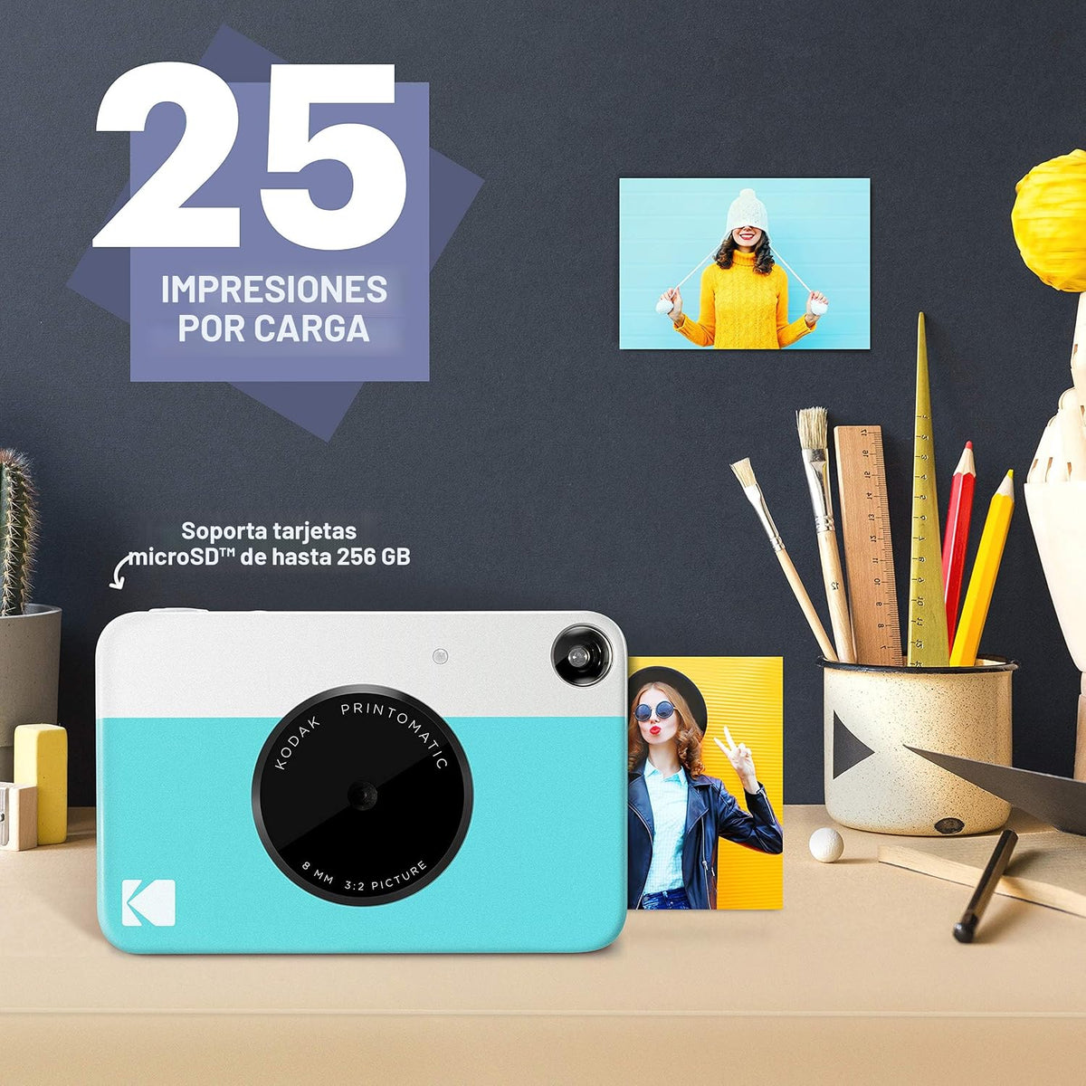Zink Kodak PRINTOMATIC Cámara digital de impresión instantánea (azu...