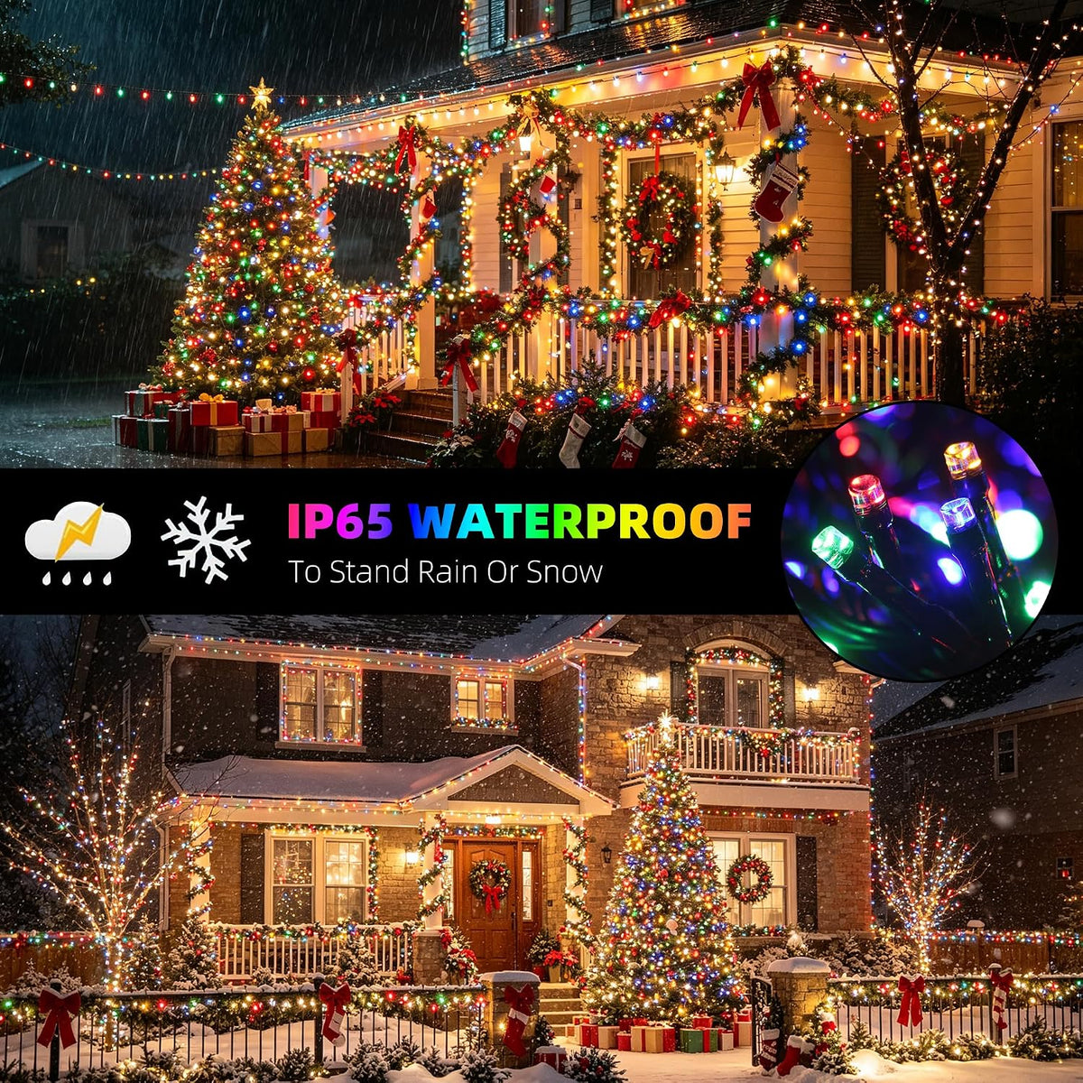 Chuya Luces de Navidad para interiores y exteriores, luces de árbol...