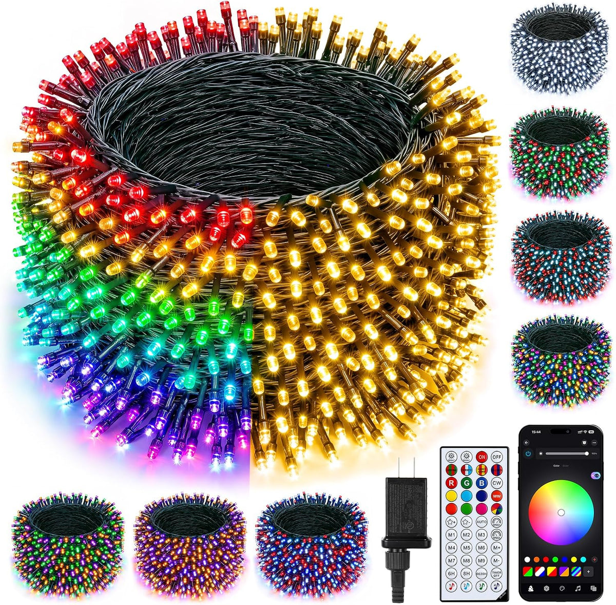 Brightown Guirnalda de luces inteligentes de Navidad, 800 LED 264 p...
