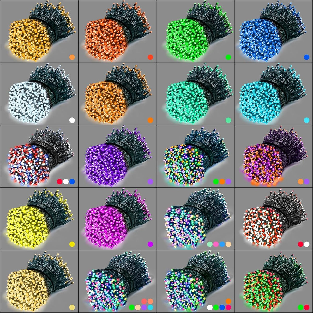 Luces de Navidad de 164 pies para exteriores, 35 colores cambiantes...