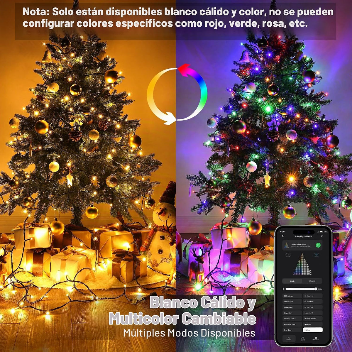 Luces de Navidad BrizLabs que cambian de color, 300 luces LED de Na...